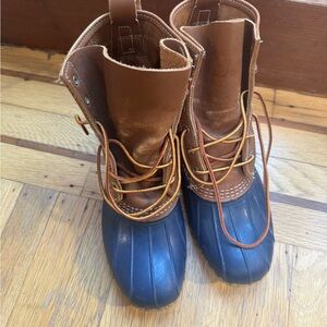 L.L. Bean 8" Bean Boots | Navy & Tan Leather Duck Boots